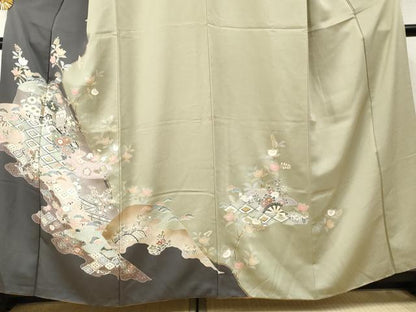 平和屋着物●訪問着 御所車吉祥草花文 金彩 正絹 逸品 AABF2972cs