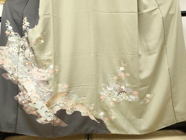 平和屋着物●訪問着 御所車吉祥草花文 金彩 正絹 逸品 AABF2972cs