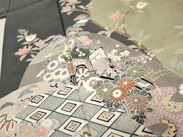 平和屋着物●訪問着 御所車吉祥草花文 金彩 正絹 逸品 AABF2972cs