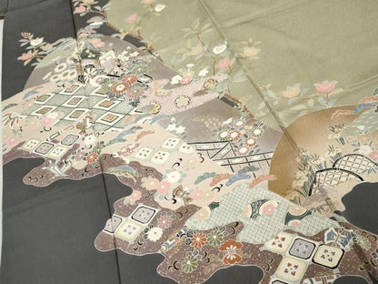 平和屋着物●訪問着 御所車吉祥草花文 金彩 正絹 逸品 AABF2972cs