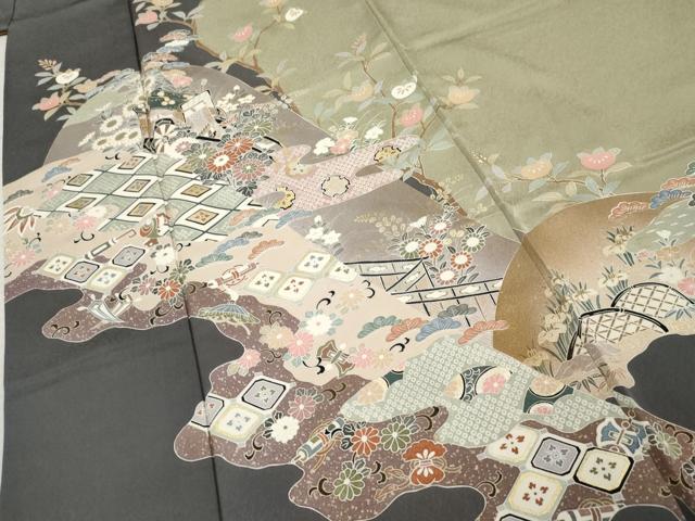 平和屋着物●訪問着 御所車吉祥草花文 金彩 正絹 逸品 AABF2972cs