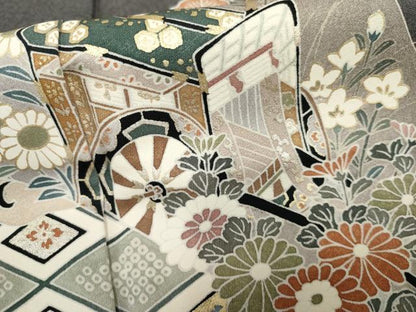 平和屋着物●訪問着 御所車吉祥草花文 金彩 正絹 逸品 AABF2972cs