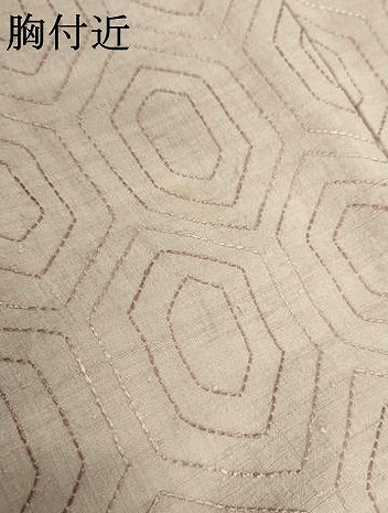 平和屋着物●上質な紬　刺繍　刺し子　亀甲文　正絹　逸品　未使用　AABF2973cs