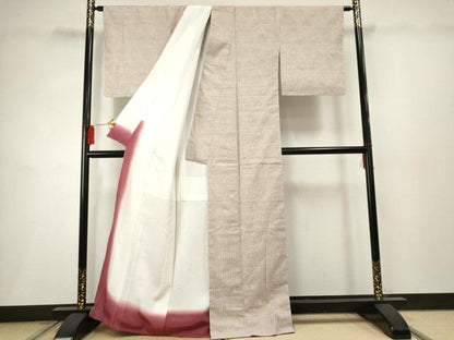 平和屋着物●上質な紬　刺繍　刺し子　亀甲文　正絹　逸品　未使用　AABF2973cs