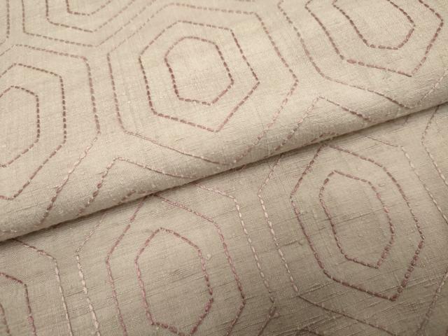 平和屋着物●上質な紬　刺繍　刺し子　亀甲文　正絹　逸品　未使用　AABF2973cs