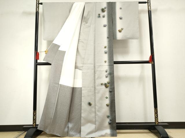 平和屋着物●本場大島紬 染大島 訪問着 手描き 楓文 正絹 逸品 AABF2974cs