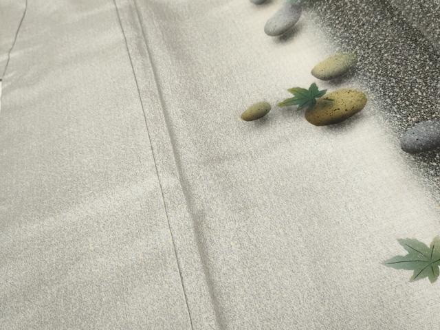 平和屋着物●本場大島紬 染大島 訪問着 手描き 楓文 正絹 逸品 AABF2974cs