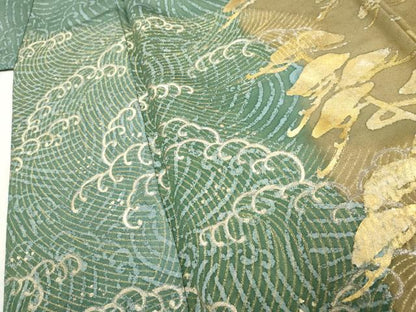 平和屋着物●訪問着 寿光織 立波松文 金銀糸 金彩 正絹 逸品 AABF2976cs