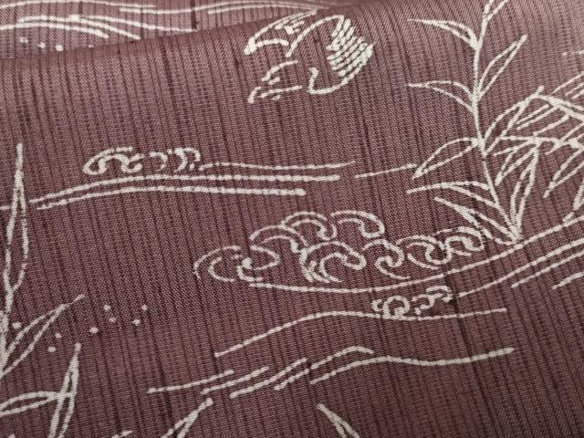 平和屋着物●訪問着 紬地 刺繍 流水花鳥松文 正絹 逸品 AABF2977cs