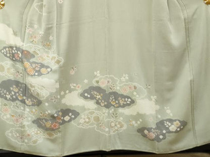平和屋着物●創業460年・千總 訪問着 駒刺繍 絞り 雲取り草花文 金彩 正絹 逸品 AABF2979cs