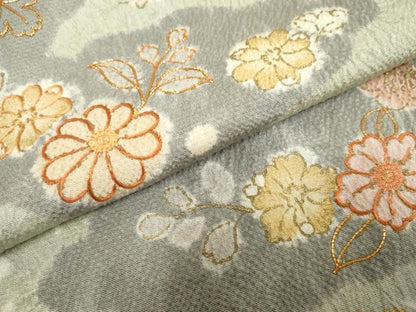 平和屋着物●創業460年・千總 訪問着 駒刺繍 絞り 雲取り草花文 金彩 正絹 逸品 AABF2979cs
