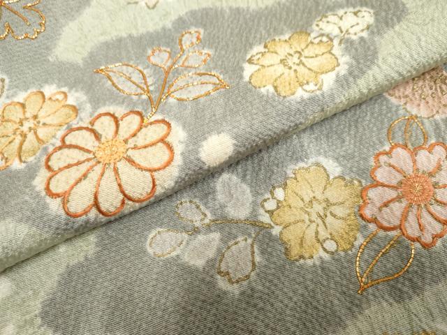 平和屋着物●創業460年・千總 訪問着 駒刺繍 絞り 雲取り草花文 金彩 正絹 逸品 AABF2979cs