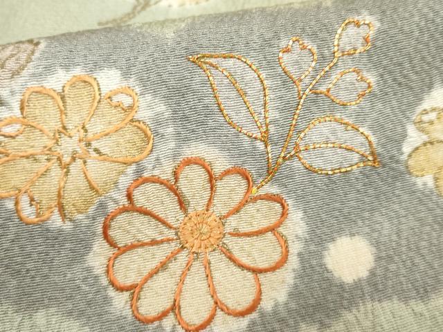 平和屋着物●創業460年・千總 訪問着 駒刺繍 絞り 雲取り草花文 金彩 正絹 逸品 AABF2979cs
