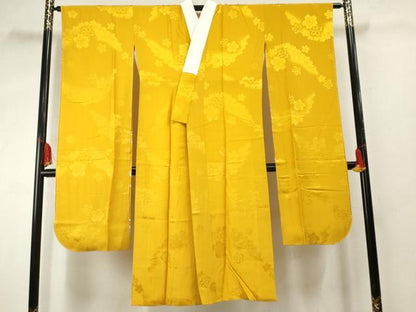 平和屋着物●振袖用長襦袢 袷 舞花地紋 黄金色 正絹 逸品 未使用 AABF2980cs