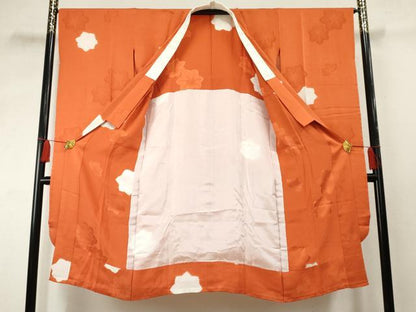 平和屋着物●振袖用長襦袢 無双仕立て 絞り 楓地紋 正絹 逸品 AABF2981cs
