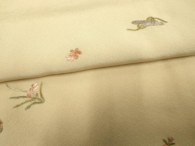 平和屋着物●上質な小紋 総刺繍 吉祥草花文 金糸 正絹 逸品 AABF2987cs