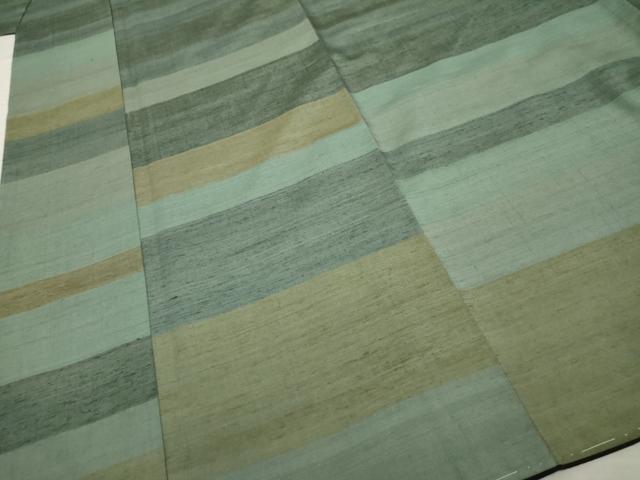 平和屋着物●訪問着 紬地 横段文 正絹 逸品 未使用 AABF2988cs