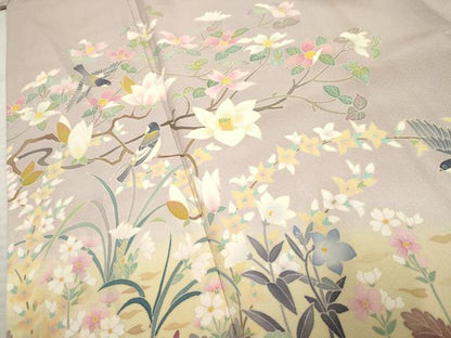平和屋着物●本加賀友禅作家 北田弓子 色留袖 花鳥文 暈し染め 正絹 逸品 AABF2989cs