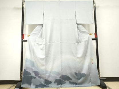 平和屋着物●ファッションデザイナー コシノアヤコ 色留訪問着 モール織 雲重ね文 暈し染め 正絹 逸品 未使用 AABF2991cs
