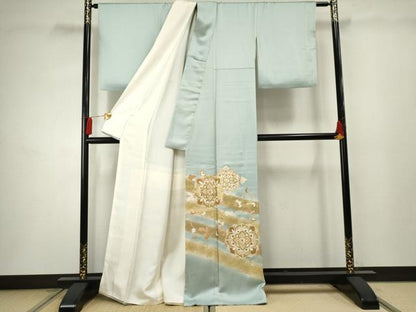 平和屋着物●豪華色留袖 駒刺繍 正倉院花文 金彩 正絹 逸品 AABF2992cs