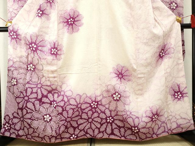 平和屋着物●豪華振袖 総絞り 駒刺繍 舞花文 暈し染め 正絹 逸品 AABF2995cs