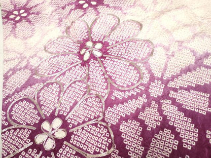 平和屋着物●豪華振袖 総絞り 駒刺繍 舞花文 暈し染め 正絹 逸品 AABF2995cs