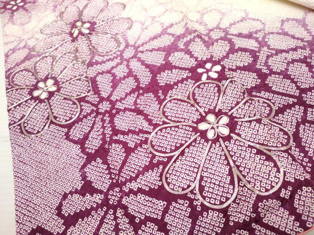 平和屋着物●豪華振袖 総絞り 駒刺繍 舞花文 暈し染め 正絹 逸品 AABF2995cs
