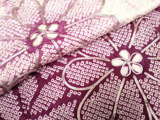 平和屋着物●豪華振袖 総絞り 駒刺繍 舞花文 暈し染め 正絹 逸品 AABF2995cs