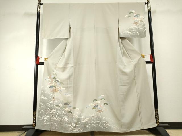 平和屋着物●訪問着 友禅 人物浜松風景文 暈し染め 金彩 正絹 逸品 未使用 AABF2998cs