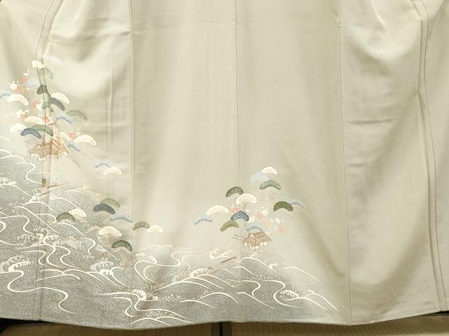 平和屋着物●訪問着 友禅 人物浜松風景文 暈し染め 金彩 正絹 逸品 未使用 AABF2998cs