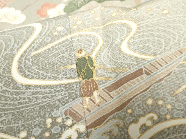 平和屋着物●訪問着 友禅 人物浜松風景文 暈し染め 金彩 正絹 逸品 未使用 AABF2998cs