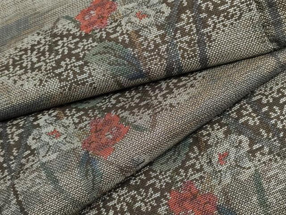 平和屋着物●本場大島紬 泥染め カタス9マルキ 枝花文 正絹 逸品 AABF2999cs