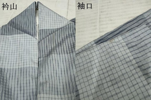 平和屋着物●お召 絞り 市松横段文 正絹 逸品 AABF3000cs
