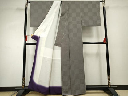 平和屋着物●上質な小紋 縞 正絹 逸品 未使用 AABF3003cs