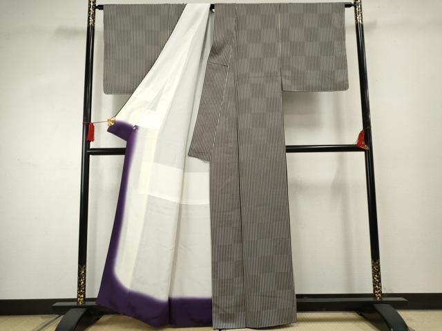 平和屋着物●上質な小紋 縞 正絹 逸品 未使用 AABF3003cs