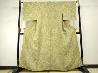 平和屋着物●上質な小紋 更紗花唐草文 正絹 逸品 AABF3009cs