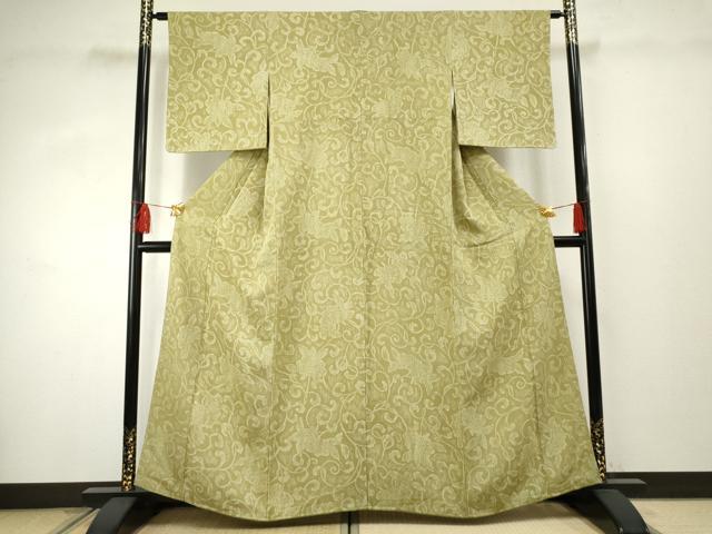 平和屋着物●上質な小紋 更紗花唐草文 正絹 逸品 AABF3009cs