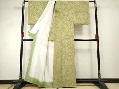 平和屋着物●上質な小紋 更紗花唐草文 正絹 逸品 AABF3009cs