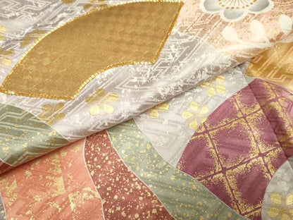 平和屋着物●豪華振袖 駒刺繍 佐賀錦 地紙花文 暈し染め 金糸 金彩 正絹 逸品 AABF3012cs