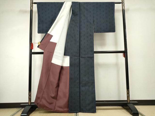 平和屋着物●本場大島紬 一元7マルキ 麻の葉文様 正絹 逸品 未使用 AABF3013cs