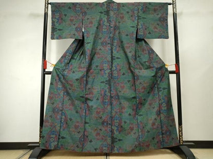 平和屋着物●本場大島紬 洋花文 正絹 逸品 AABF3016cs
