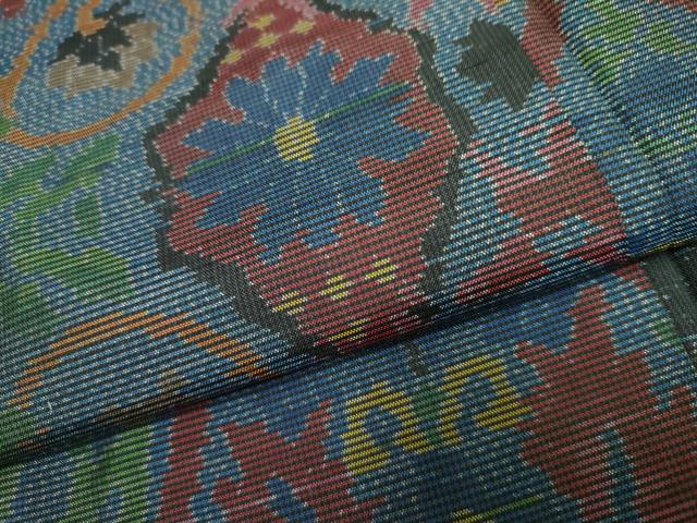 平和屋着物●本場大島紬 洋花文 正絹 逸品 AABF3016cs