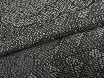 平和屋着物●本場大島紬 一元7マルキ 雲重ね吉祥文 黒地 正絹 逸品 未使用 AABF3017cs