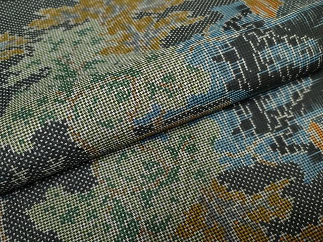 平和屋着物●本場大島紬 一元7マルキ 樹林風景文 正絹 逸品 AABF3019cs