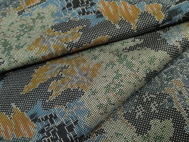 平和屋着物●本場大島紬 一元7マルキ 樹林風景文 正絹 逸品 AABF3019cs