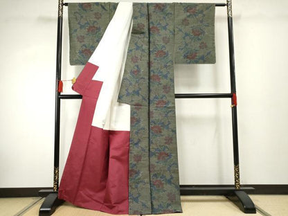 平和屋着物●本場大島紬 更紗花文 正絹 逸品 未使用 AABF3020cs