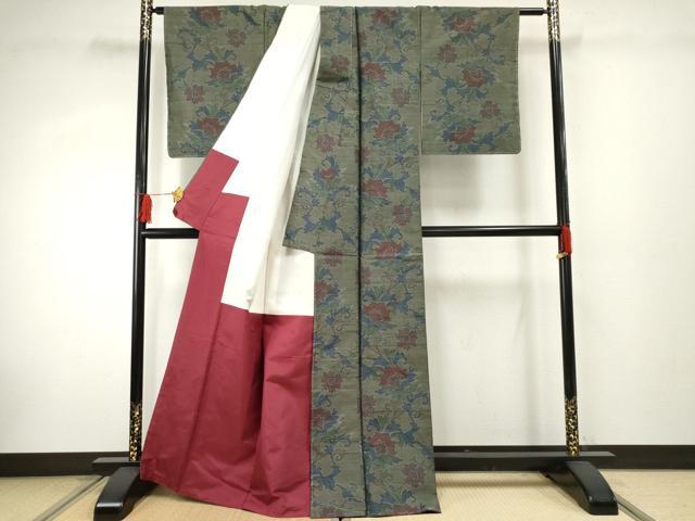 平和屋着物●本場大島紬 更紗花文 正絹 逸品 未使用 AABF3020cs