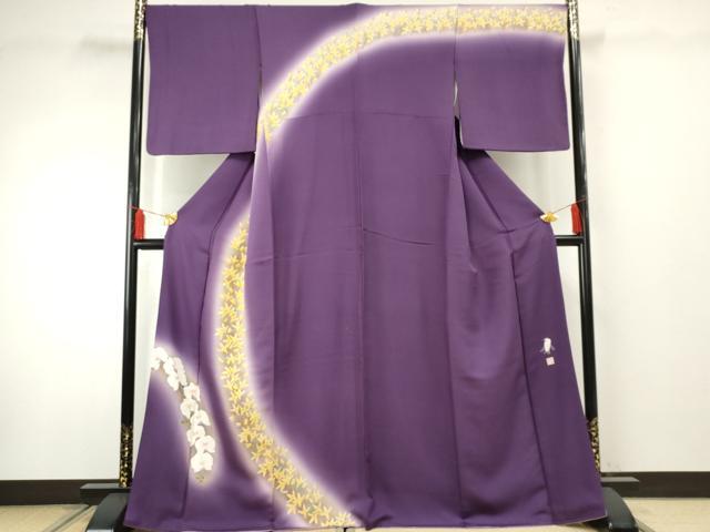 平和屋着物●東京友禅 菅有鬼一 訪問着 胡蝶蘭 暈し染め 正絹 逸品 AABF3022cs