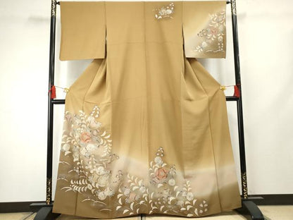 平和屋着物●訪問着 辻が花 暈し染め 金彩 銀通し地 正絹 逸品 AABF3024cs