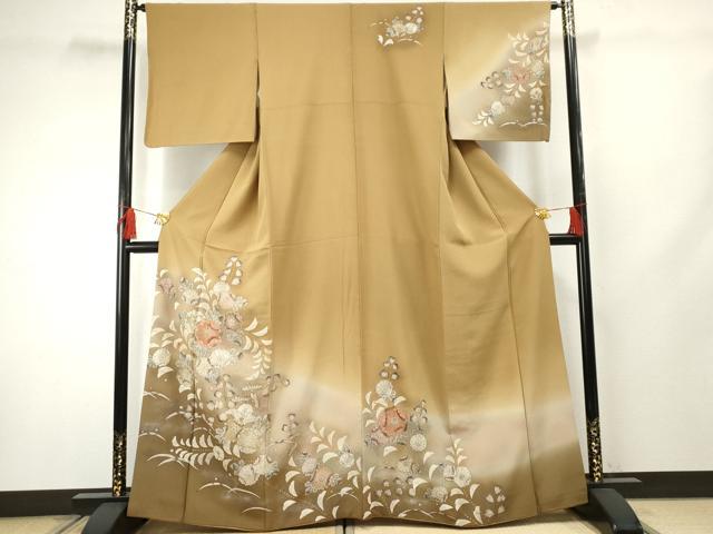 平和屋着物●訪問着 辻が花 暈し染め 金彩 銀通し地 正絹 逸品 AABF3024cs
